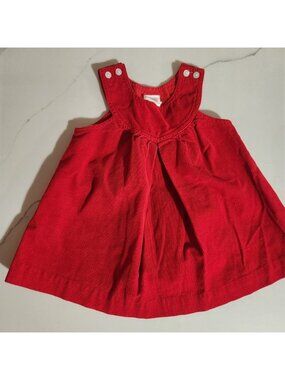 Vintage 80s Happy Kids Red Corduroy Pinafore Dress Size 2 Toddler‎ Baby